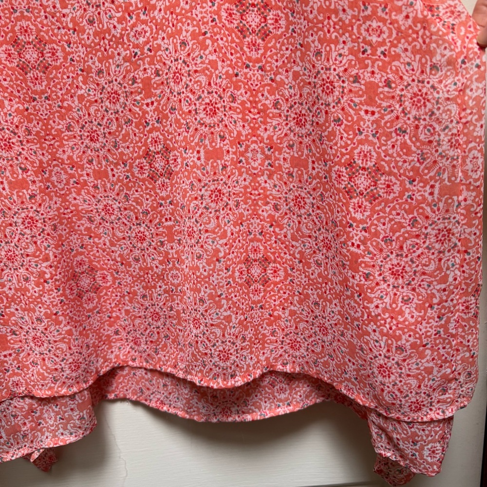 FEVER Sleeveless Coral Peach Orange Medallion Mandala Print Top women size Large - Picture 12 of 16